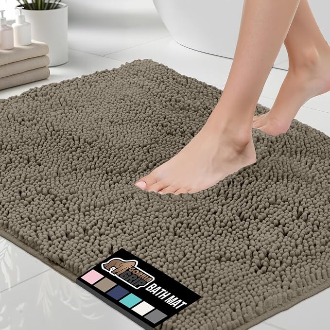 GORILLA GRIP Bath Rug Mat 44x26, Thick Soft Absorbent Chenille, Quick Dry by GorillaGrip