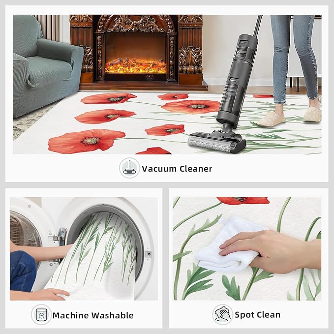 Little Red Flower Rugs for Bedroom - Image 7