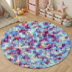Abstract Pixel Geometry Round Rug Ombre Blue Purple Living Room Circle Area - Image 4