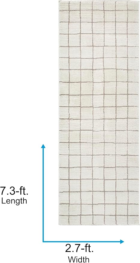 Livabliss x Our PNW Home Cascade Minimalist Grid Area Rug, Grid Ivory/Taupe - Image 2