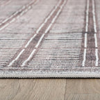 Rugshop Bohemian Stripe Lines Washable Non Slip Runner Rug 2' x 10' Brown - Image 3
