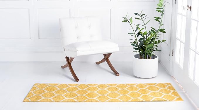 Rugs.com Lattice Frieze Collection Rug – 2' x 6' Runner Yellow Medium Rug - Image 3