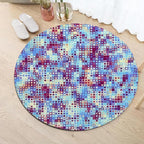 Abstract Pixel Geometry Round Rug Ombre Blue Purple Living Room Circle Area - Image 2