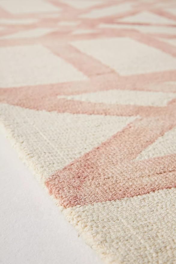 Hand-Tufted Wool Marengo Rug in Pink – Elegant Geometric Wool Carpet - Image 3