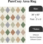 3x5 Checkered Area Rugs for Living Room Colorful Machine Washable Large Rug - Image 2