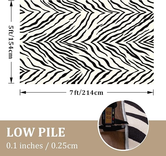 YIHOUSE Tiger Washable Area Rugs 5'x7', Ultra Thin Animal Stripe Print Rug - Image 2