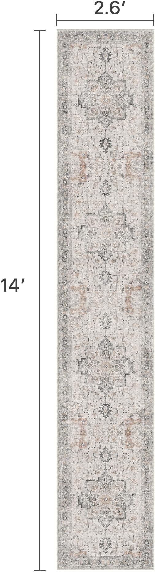 2'6''x14 Runner Rugs for Hallway, Machine Washable Non Slip Vintage Rugs - Image 2
