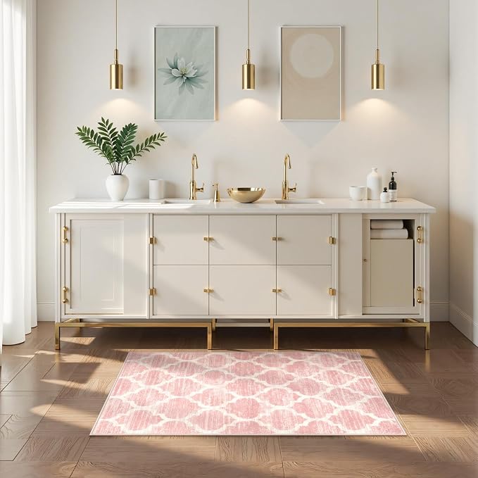 Lahome Moroccan Pink Bathroom Rug - Image 4