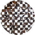 Sn Alef Home Black & White Round Rug | Checkered Floral Designer Carpet by SNALFEHOME