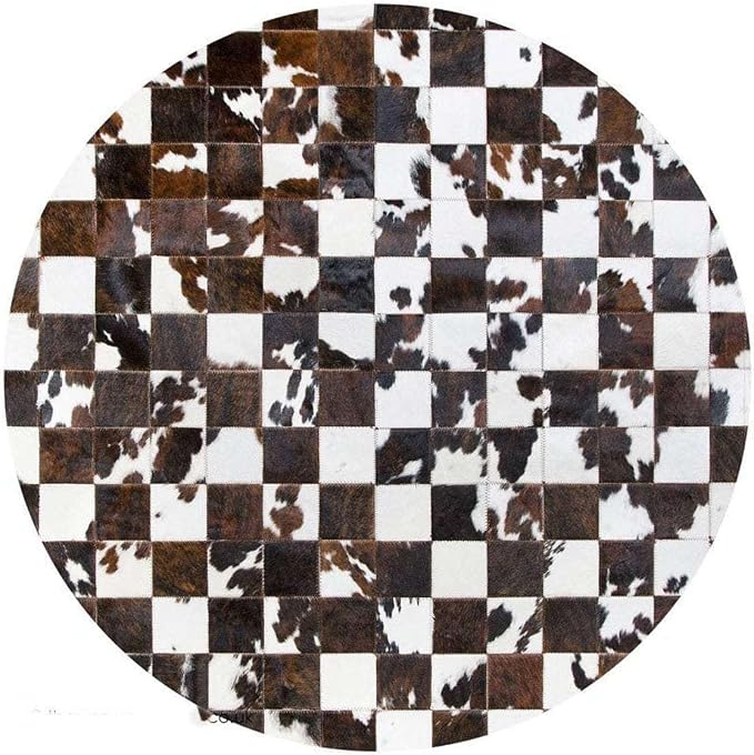 Sn Alef Home Black & White Round Rug | Checkered Floral Designer Carpet by SNALFEHOME
