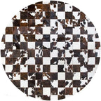 Sn Alef Home Black & White Round Rug | Checkered Floral Designer Carpet by SNALFEHOME