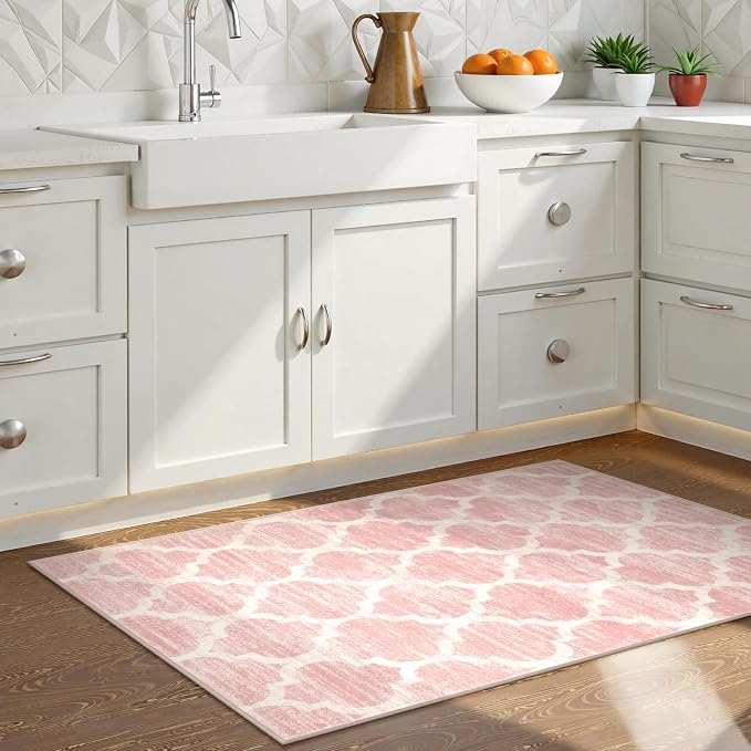 Lahome Moroccan Pink Bathroom Rug - Image 2
