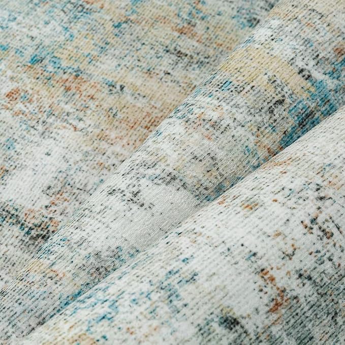 5x7 Washable Area Rug Teal Beige Abstract Living Room Bedroom Carpet Neutral - Image 9