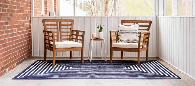 Unique Loom Sabrina Soto Outdoor Collection Geometric, Carved Area Rug - Image 3