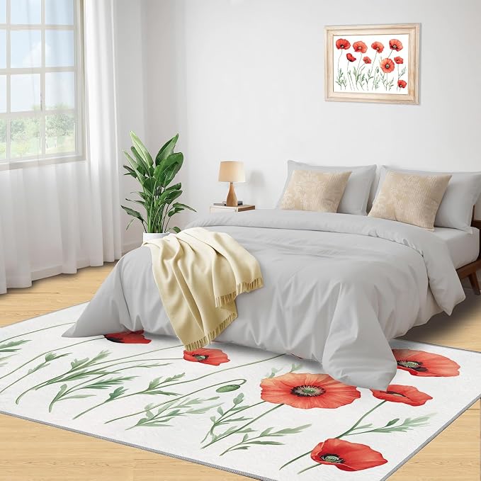 Little Red Flower Rugs for Bedroom - Image 4