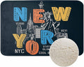 New York City Bath Mats for Bathroom New York Theme on Black Background Floor by Unknown