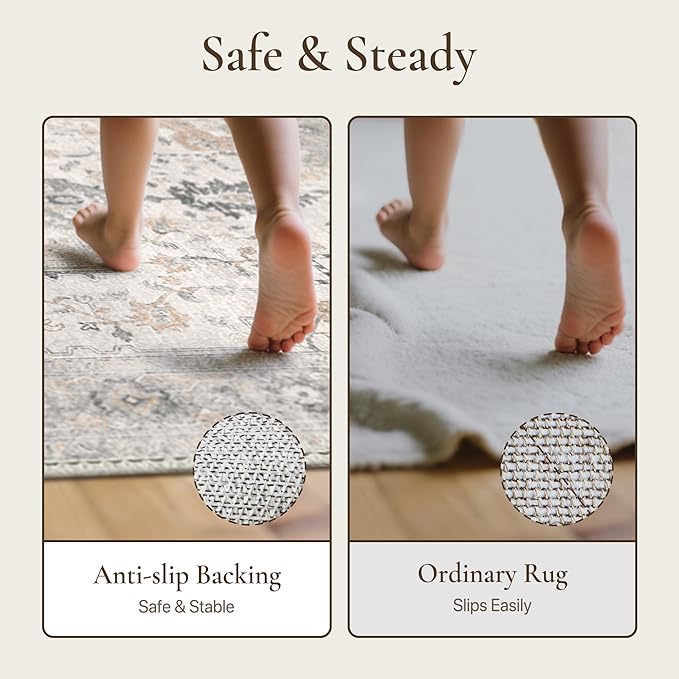 GENIMO 4x6 Area Rugs for Living Room, Machine Washable Low Pile Vintage Rugs - Image 5