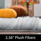 Latepis 5x8 Gray Area Faux Fur Rug - Image 2