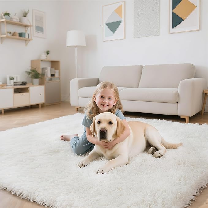 Fluffy Rug Shaggy Area Rug, Small Bedside Rug, Soft Fluffy Shaggy Entryway - Image 5