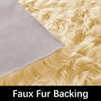 Latepis Yellow Rug for Bedroom Circle Faux Sheepskin Fur Round Rugs 5ft Furry - Image 4