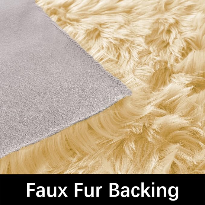 Latepis Large Area Rugs Yellow 6.7X10 Fluffy Shag Rugs Washable Faux Fur Rug - Image 4
