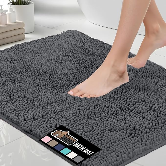 GORILLA GRIP Bath Rug Mat 44x26, Soft Absorbent Chenille, Quick Dry Microfiber by GorillaGrip