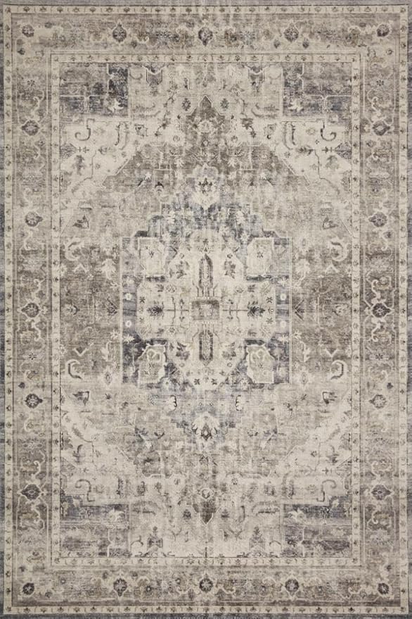 Loloi Hathaway Collection HTH-05 Steel/Ivory 5'-0" x 7'-6", .25" Thick Area Rug - Image 3