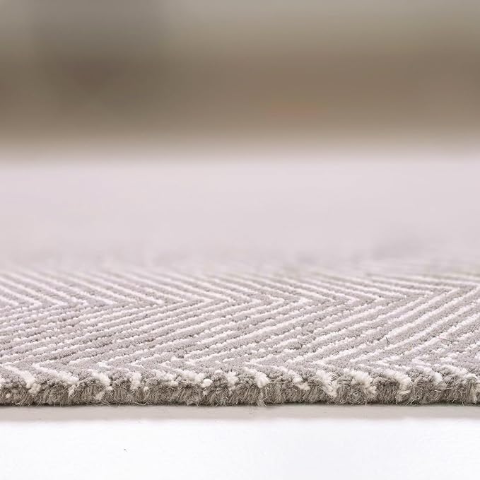 Modern Herringbone Chevron Collection Handcrafted Wool Area Rug - Image 7