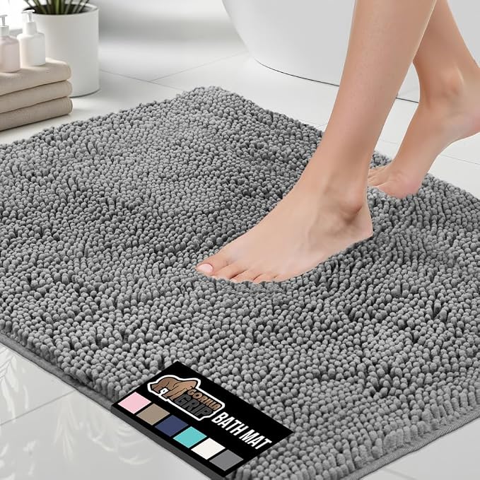 GORILLA GRIP Bath Rug Mat 70x24, Thick Soft Absorbent Chenille, Quick Dry by GorillaGrip