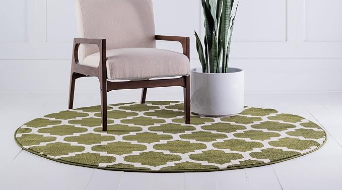 Rugs.com Lattice Collection Rug – 6 Ft Round Dark Green Medium Rug Perfect - Image 4