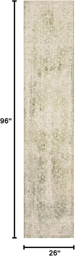 Nourison Home Astra Machine Washable Ivory Green 2'2" x 8' Area Rug - Image 2