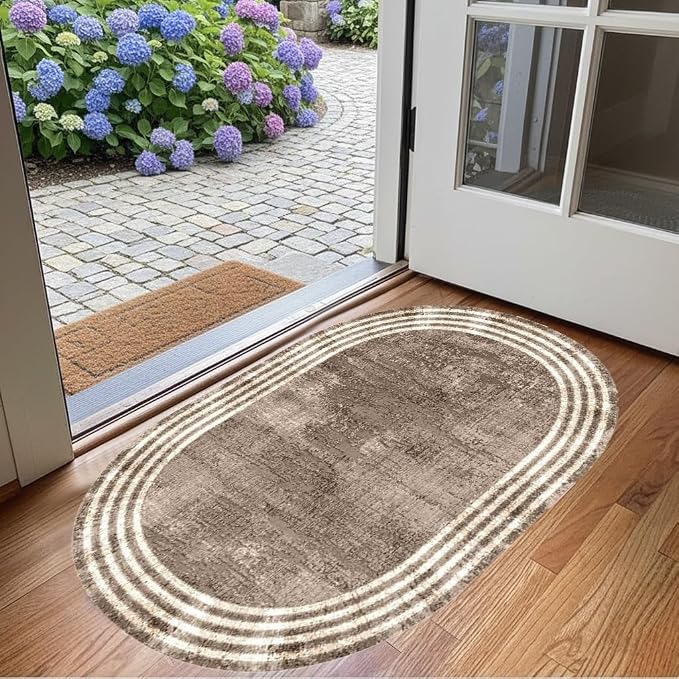 Country Earth Tone Brown Minimalist Distressed Home Office Rugs 8x10 - Image 4