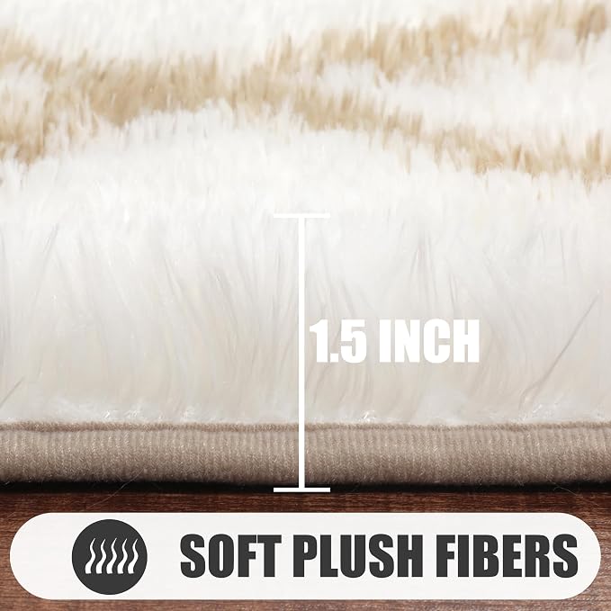 ONASAR 8x10 Area Rugs for Living Room, Fluffy White and Beige Bedroom Rug - Image 2