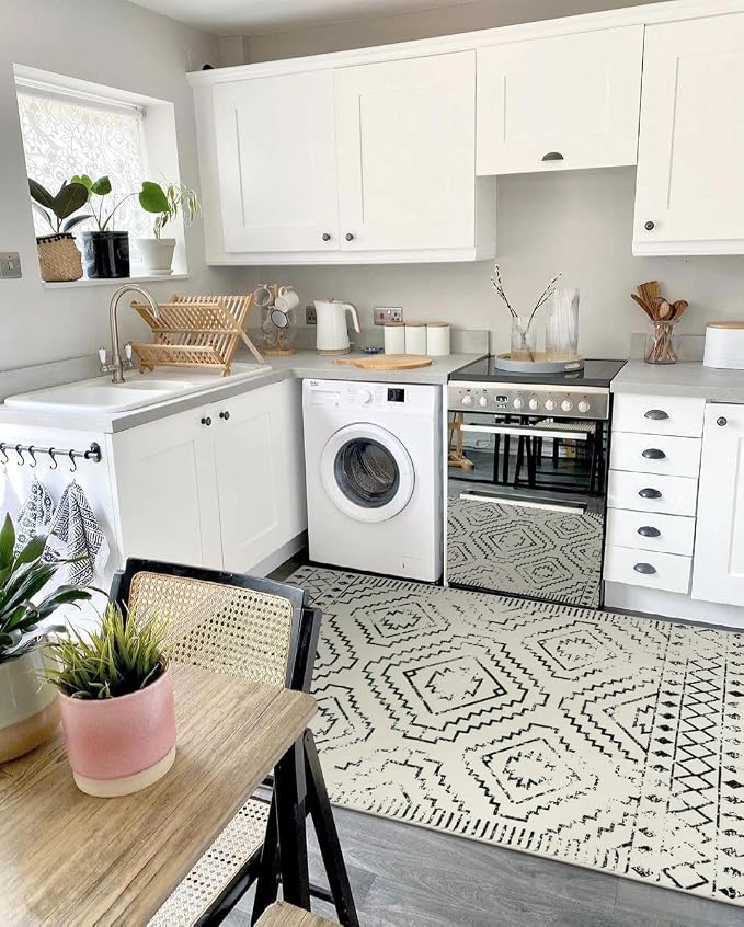 Wonnitar Moroccan Washable Rugs 5x7, Large White Tribal Area Rug - Image 6
