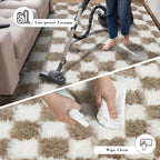 Checkered Rug for Bedroom, 3x5 Beige and White Area Rugs, Classic Checkered - Image 7