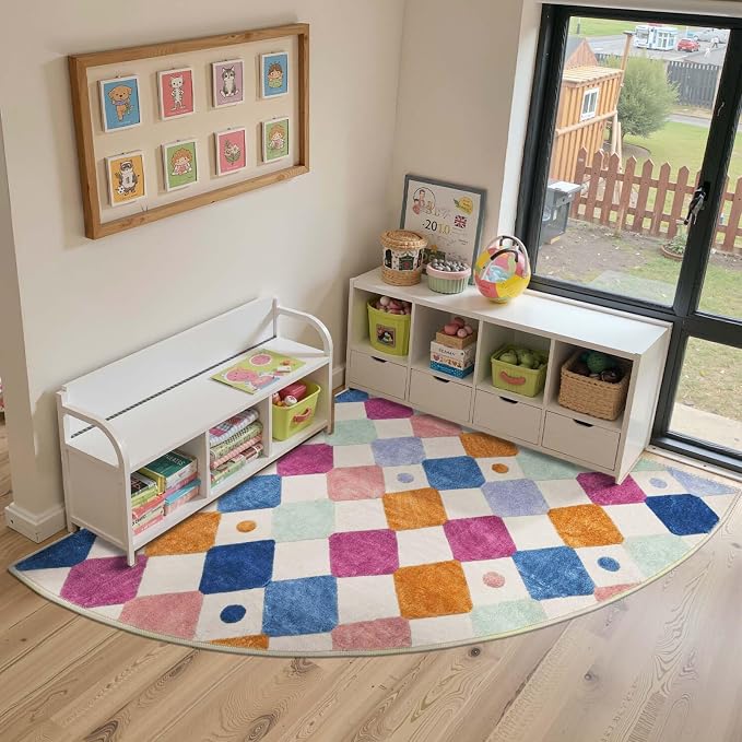jinchan Macy Kids Rug for Nursery 6ft Radius Corner Washable Area Rug Modern - Image 3