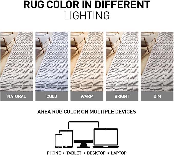 Rugshop Bohemian Stripe Lines Washable Non Slip Runner Rug 2' x 8' Ivory - Image 5