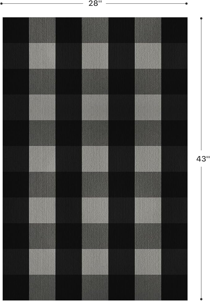 GENIMO Checkered Rug 27.5x43 inches Black and White Outdoor Rug Buffalo Plaid - Image 2