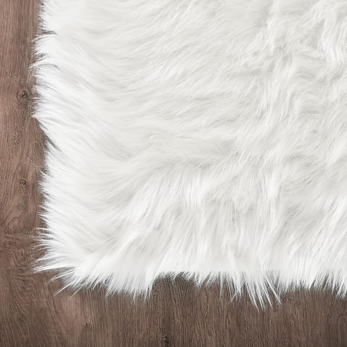 Latepis White Round Rug 3ft Faux Sheepskin Fur Fluffy Circle Rugs - Image 7