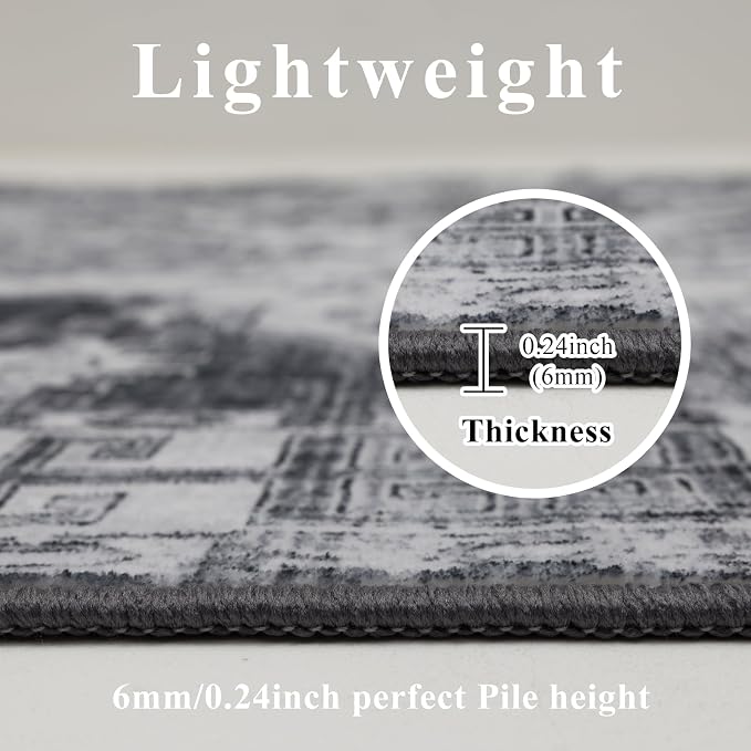 Washable Rugs 5x7 Area Rugs for Living Room, Thin Carpet for Bedroom, Soft Faux - Image 8