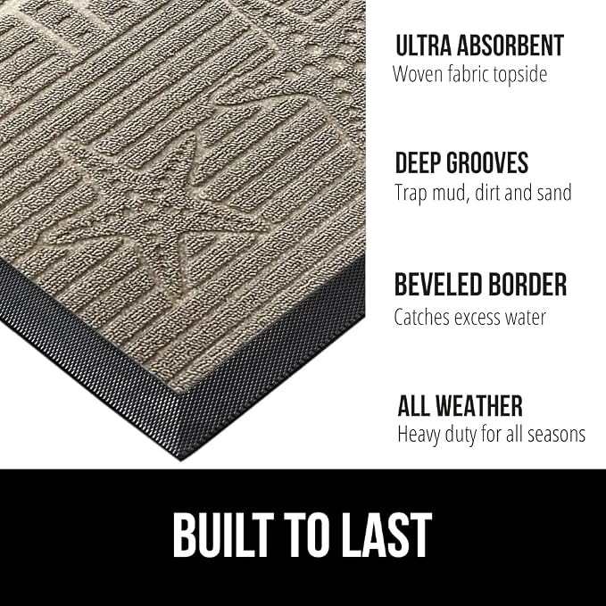 GORILLA GRIP 100% Waterproof All-Season WeatherMax Doormat US Designed Natural - Image 2