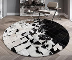 Cowhide Round Leather Rug 4x4 ft – Genuine Hair-On Hide Patchwork Area Rug - Image 6