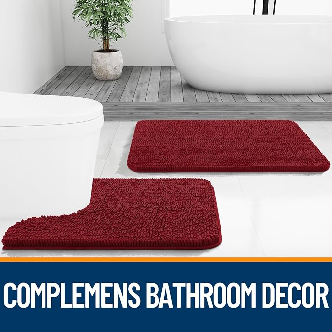 OLANLY Bathroom Rugs 47x20, Extra Soft Absorbent Chenille Bath Rugs, Rubber - Image 7