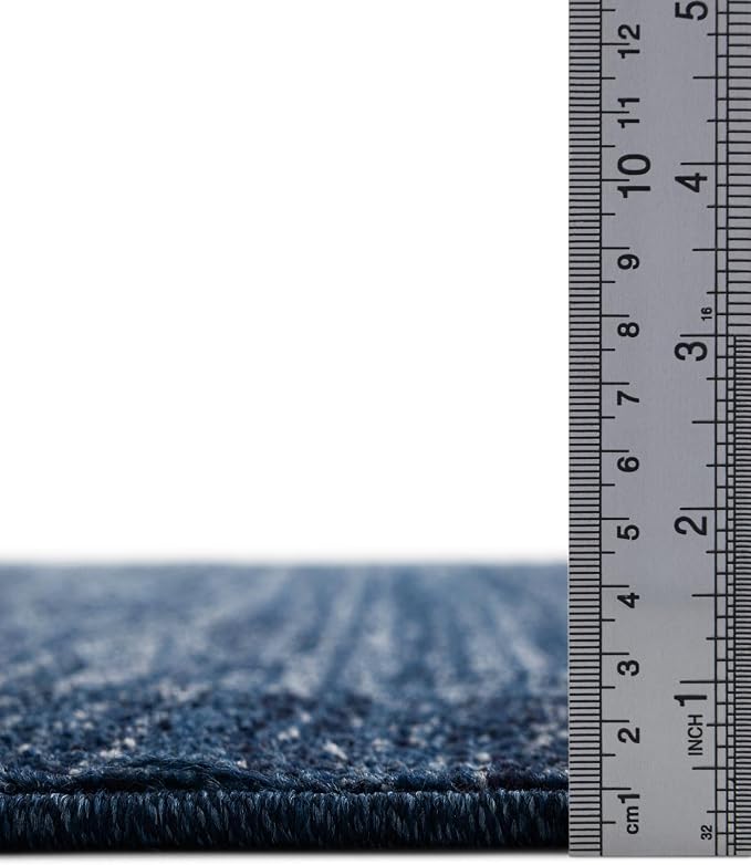 Rugs.com Angelica Collection Rug – 4 Ft Round Navy Blue Medium-Pile Rug Perfect - Image 4