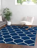 Rugs.com Lattice Frieze Collection Rug – 3' Square Navy Blue Medium Rug Perfect - Image 2