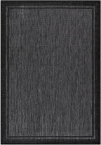 CAMILSON Indoor Outdoor Rug, 8x10 Bordered Dark Gray Black Modern Area Rugs - Image 3