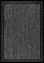 CAMILSON Indoor Outdoor Rug, 6x9 Bordered Dark Grey Black Modern Area Rugs - Image 3