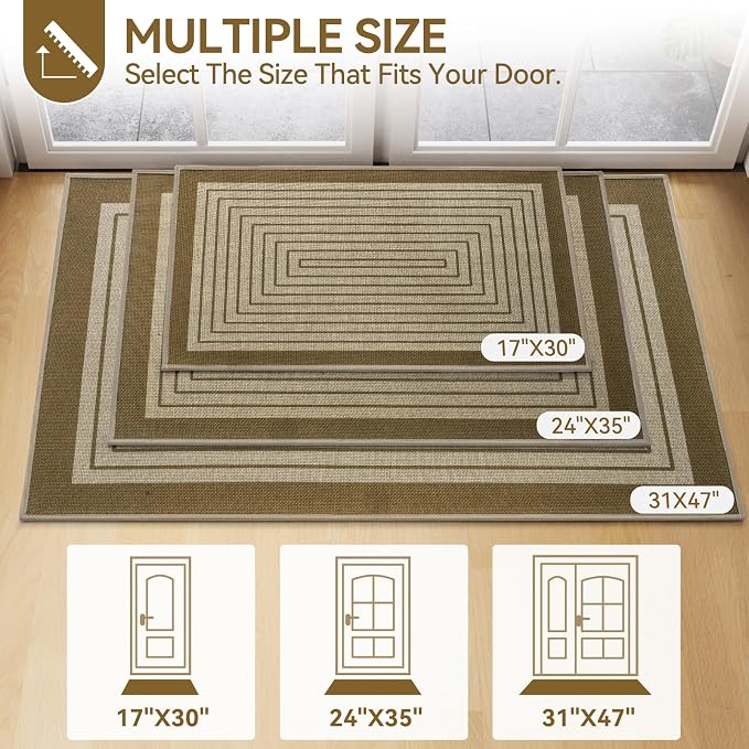 Front Door Mat 31''x47'', Absorbent Muddy Dirt Resist Washable Non Slip - Image 2