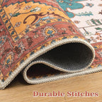 SERISSA Boho 8x10 Area Rugs Orange, Washable Vintage Large Living Room Rug - Image 7