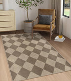 Easy Jute Checkered Area Rug, 3x5 Indoor Outdoor Entryway Rug Washable Brown by Rugalia